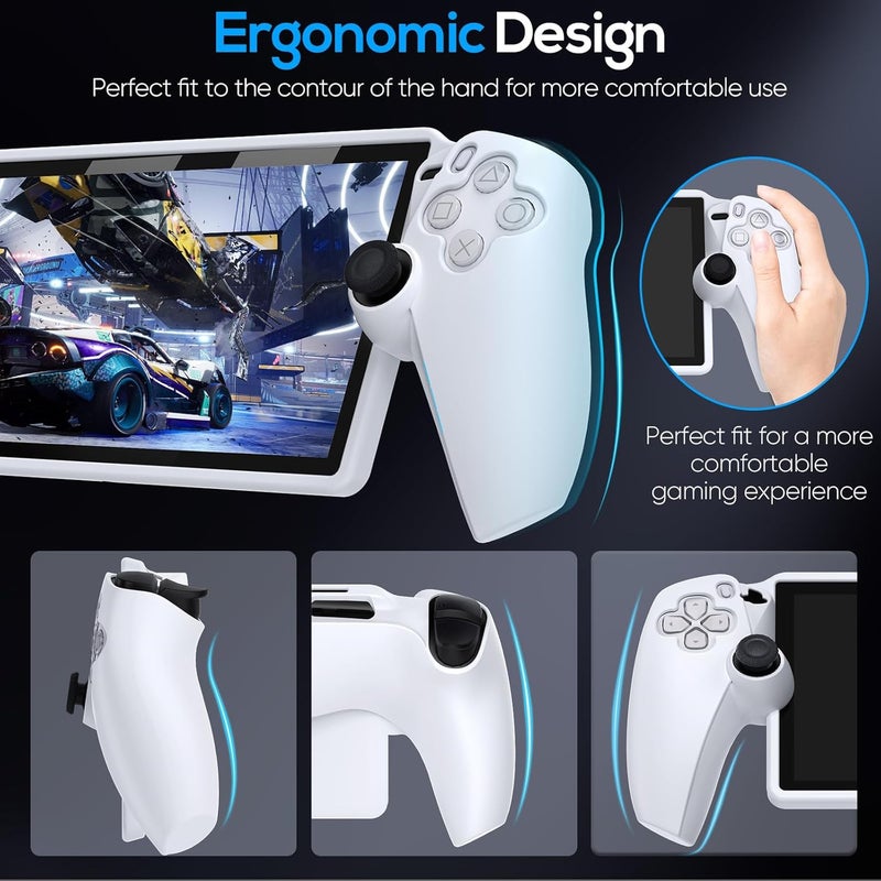FYOUNG Protective Case for PlayStation Portal, Silicone Soft Grip Cover Case Protector with Full Protection and Non-Slip Thumb Grips Accessories Kit for PlayStation Remote Player (White) - Image 4